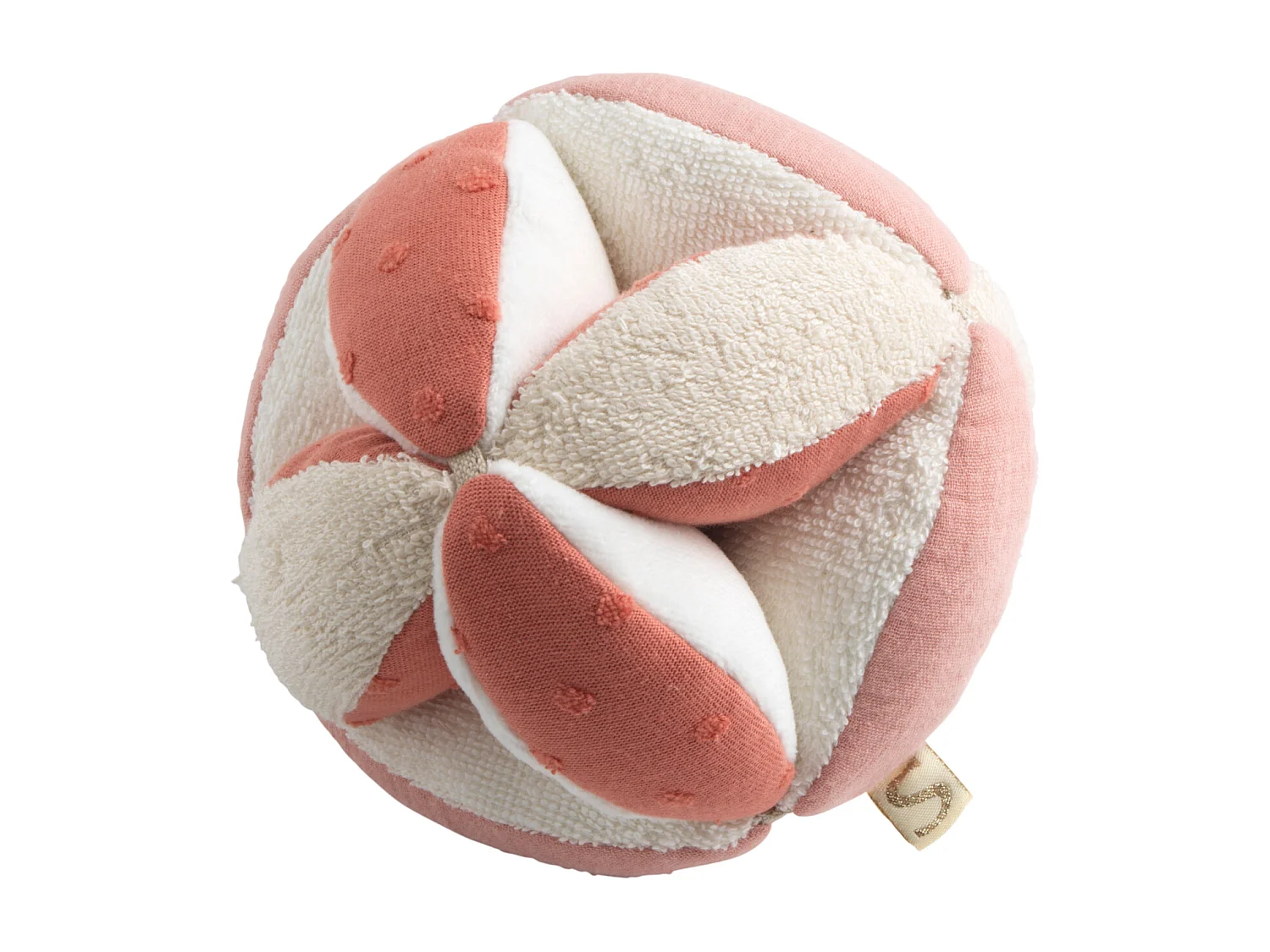 Balle sensorielle en coton bio et bouclette PETIT COEUR - Sauthon