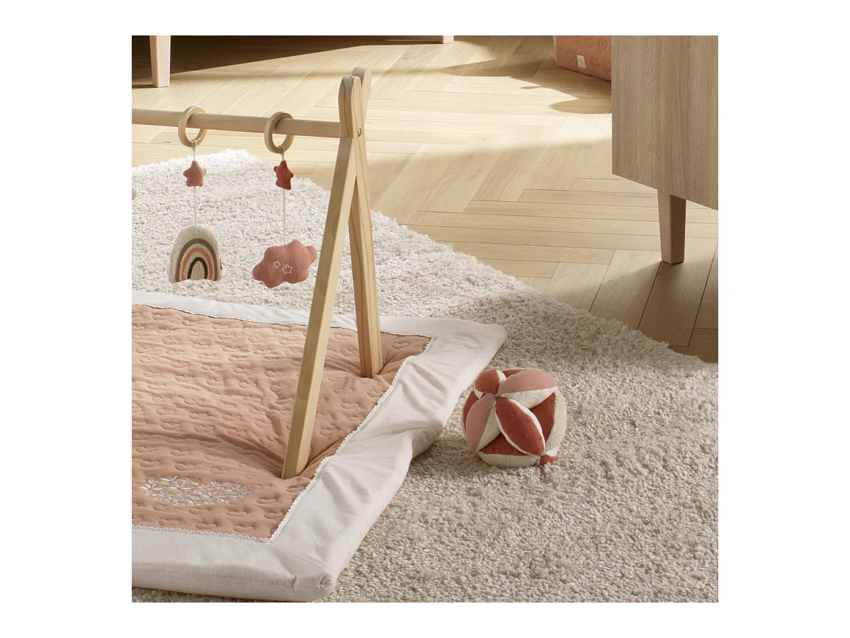 Balle sensorielle en coton bio et bouclette PETIT COEUR - Sauthon