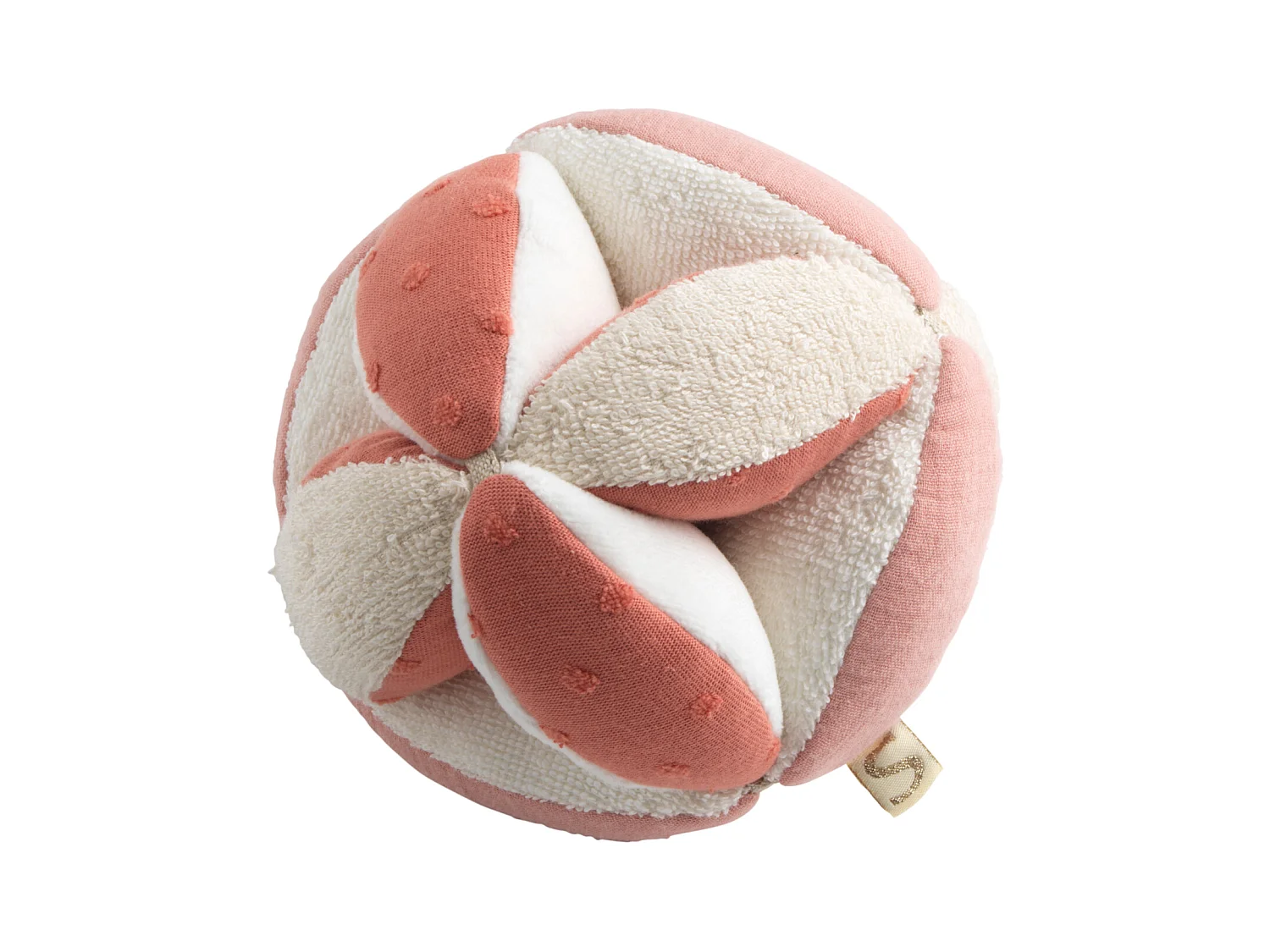 Balle sensorielle en coton bio et bouclette PETIT COEUR - Sauthon