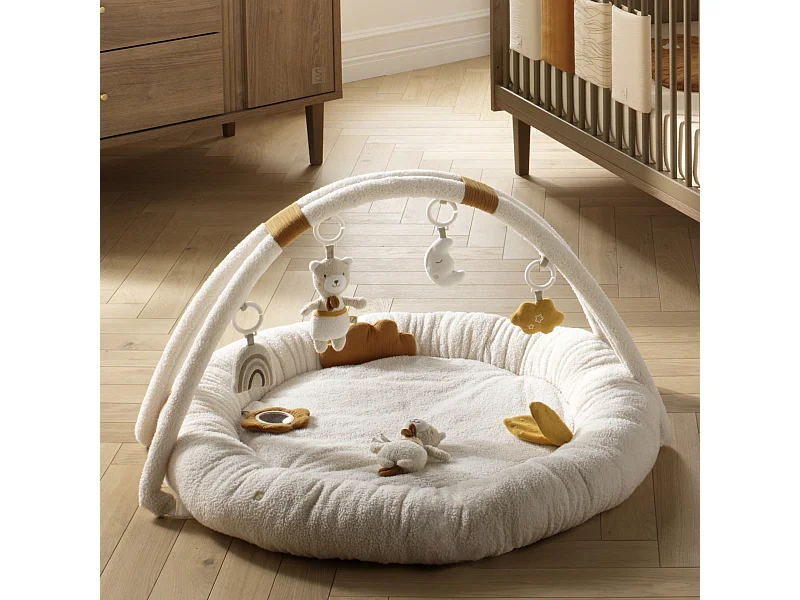 Tapis d'éveil rond en bouclette coton bio PETIT SOLEIL - Sauthon