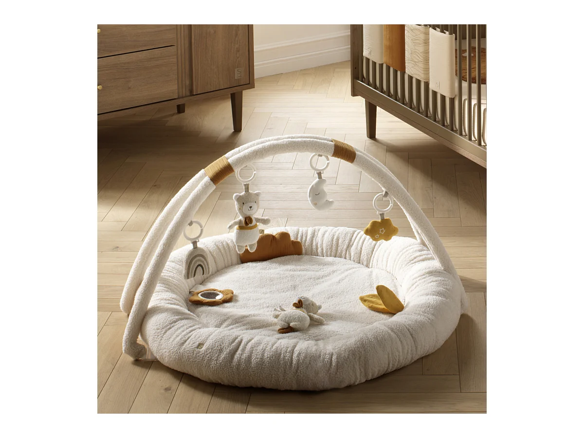 Tapis d'éveil rond en bouclette coton bio PETIT SOLEIL - Sauthon