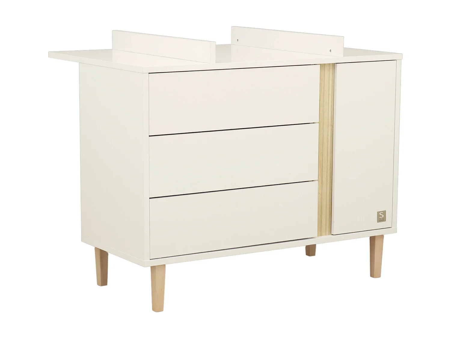 Piano fasciatoio per cassettiera a 3 cassetti e 1 anta