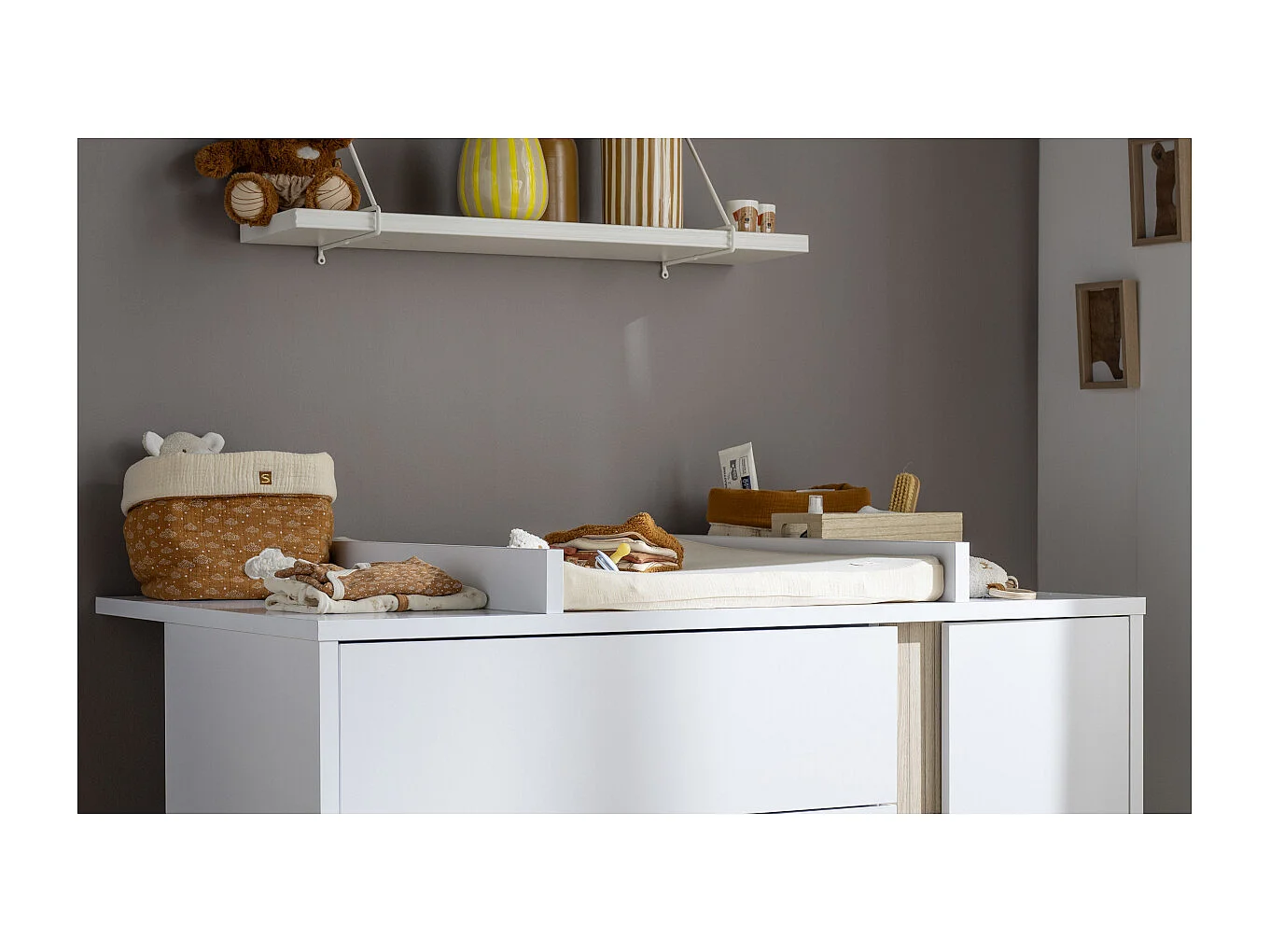 Piano fasciatoio per cassettiera a 3 cassetti e 1 anta