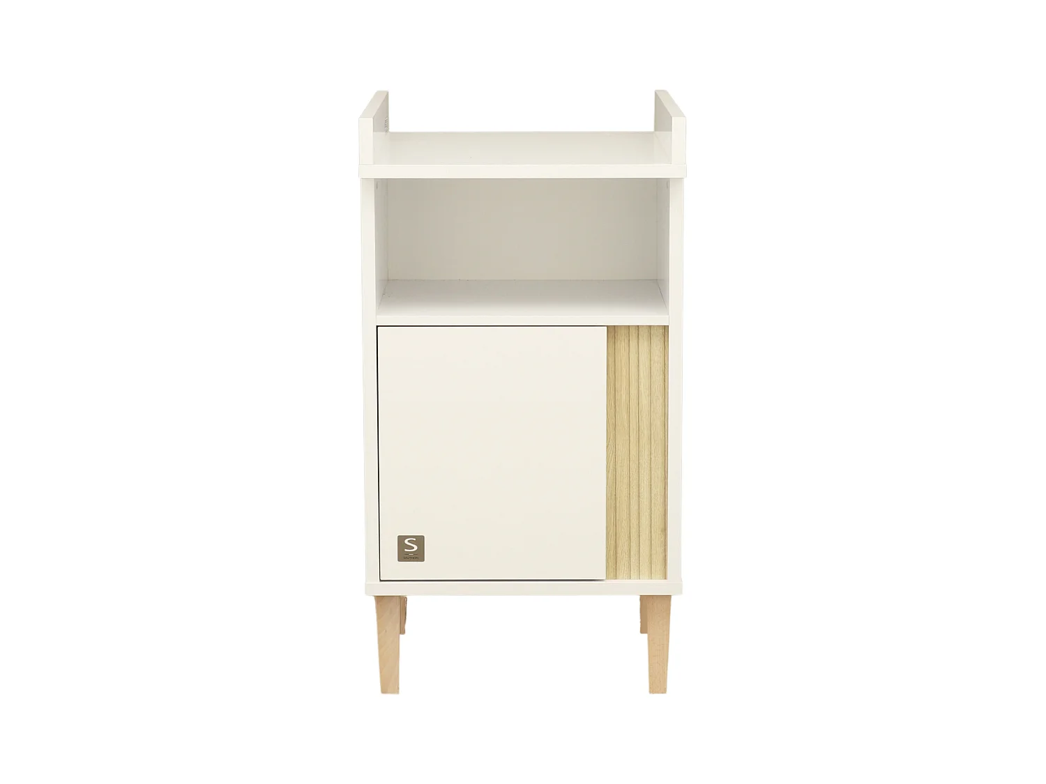 Meuble à langer avec détail imitation bois texturé et pieds bois PALOMA - Sauthon