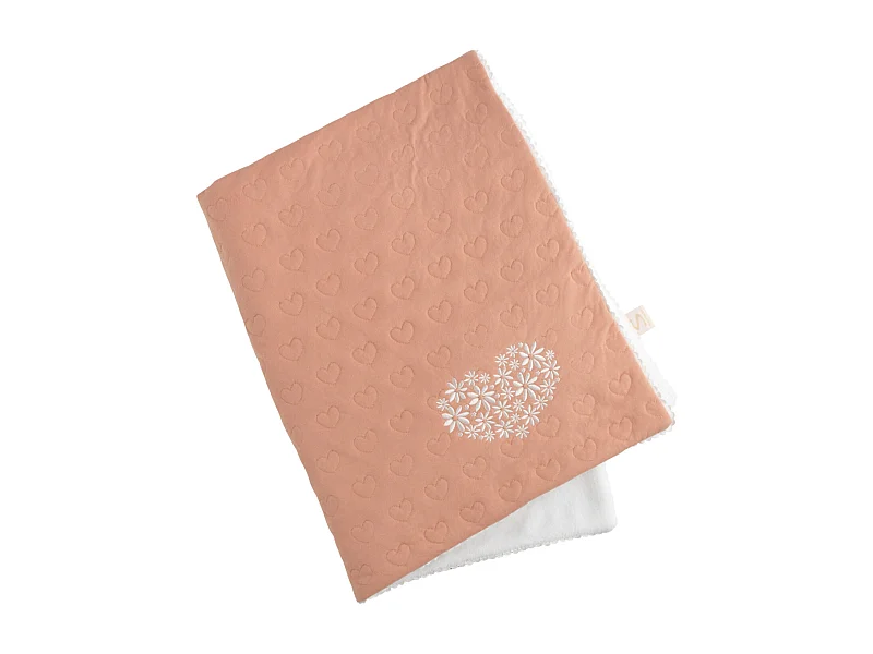 Couverture bébé en coton avec broderie PETIT COEUR - Sauthon