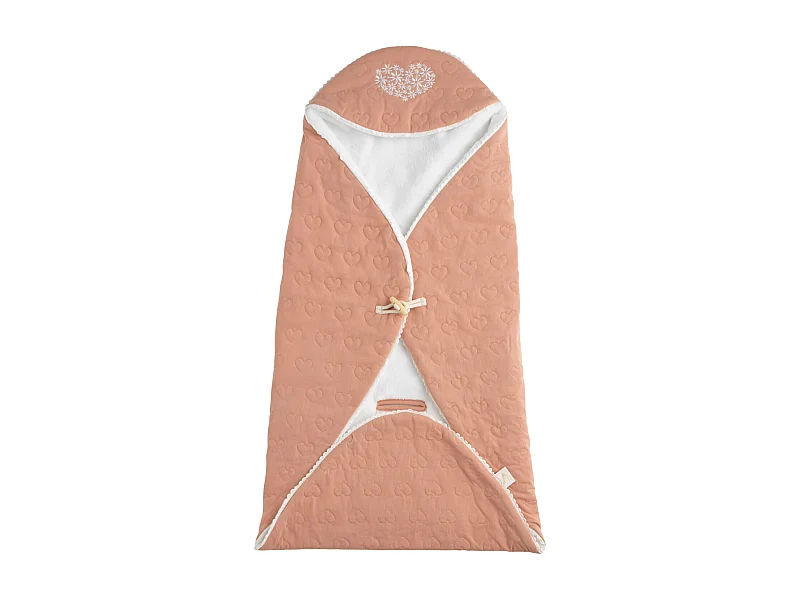 Couverture nomade à capuche en coton matelassé PETIT COEUR - Sauthon
