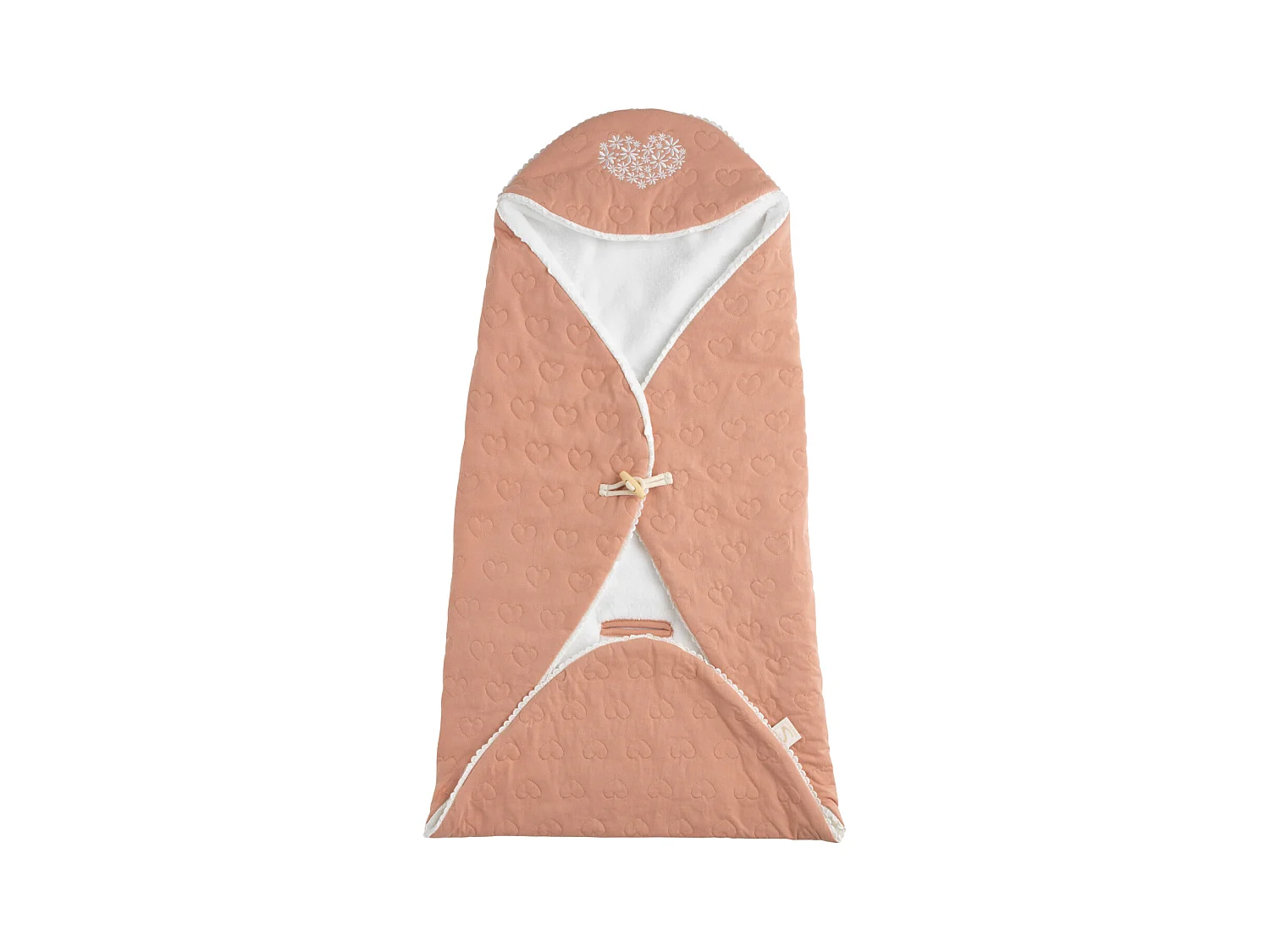 Couverture nomade à capuche en coton matelassé PETIT COEUR - Sauthon