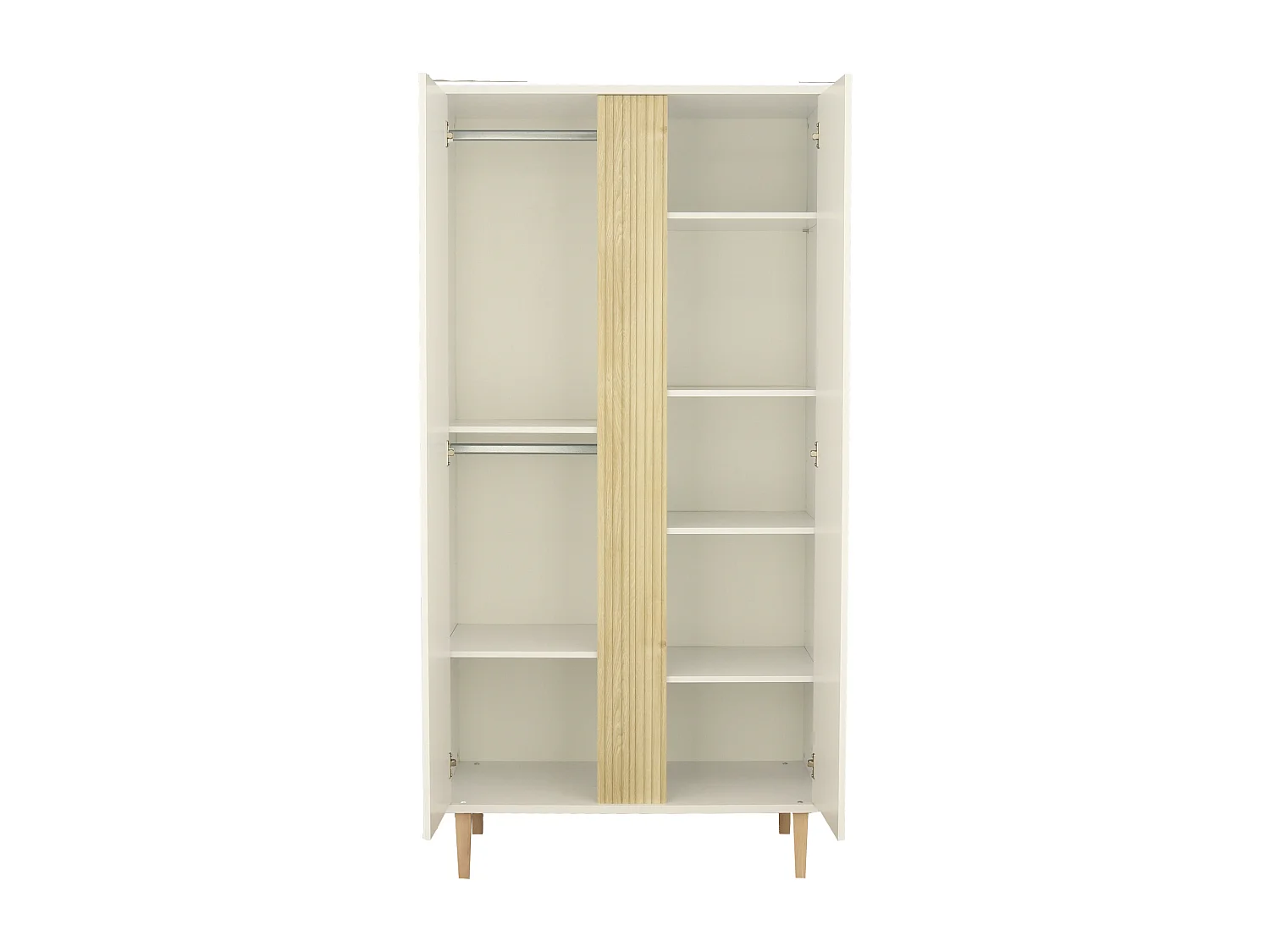 Armoire 2 portes avec détail imitation bois texturé et pieds bois PALOMA - Sauthon