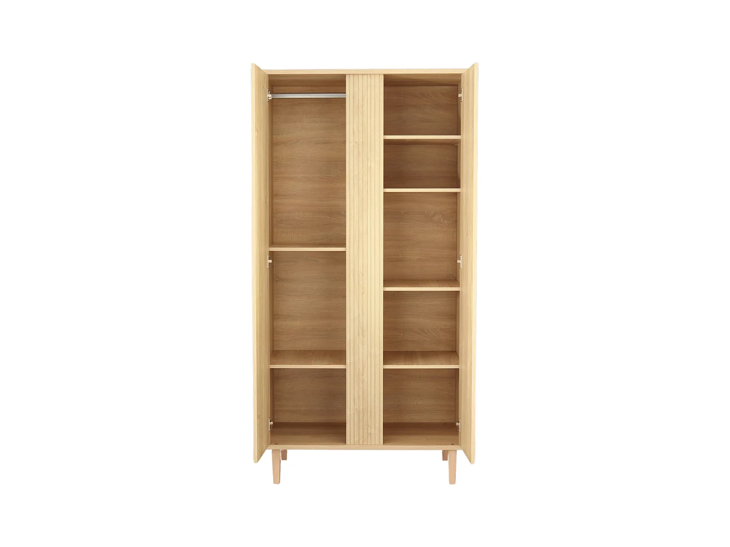 Armoire 2 portes avec détail imitation bois texturé et pieds bois PALOMA - Sauthon