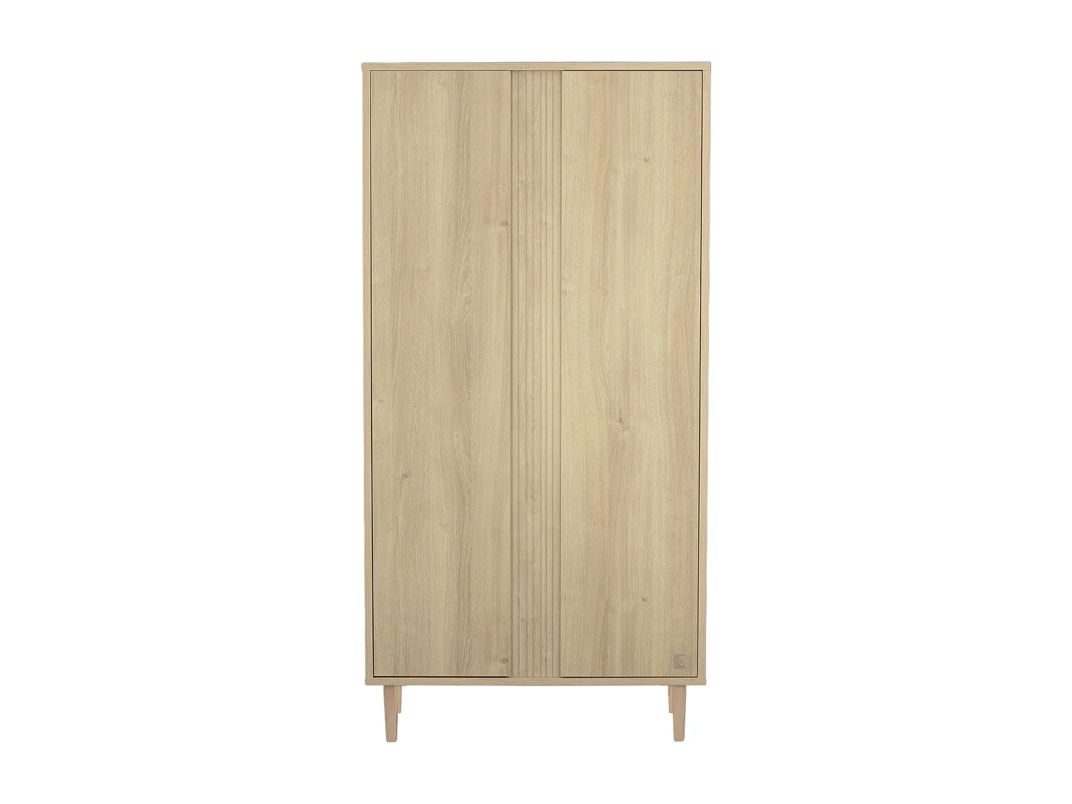 Armoire 2 portes avec détail imitation bois texturé et pieds bois PALOMA - Sauthon