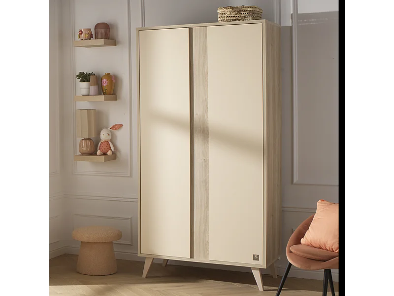 Armario para bebé de 2 puertas con patas de madera