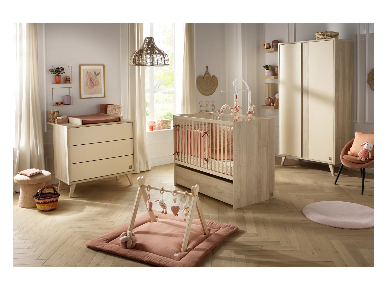 Armario para bebé de 2 puertas con patas de madera