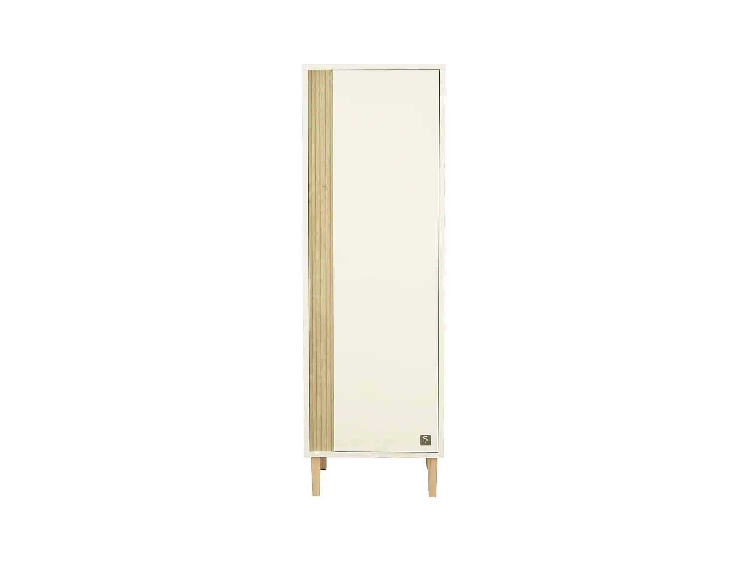 Armoire 1 porte détail imitation bois texturé et pieds bois PALOMA - Sauthon