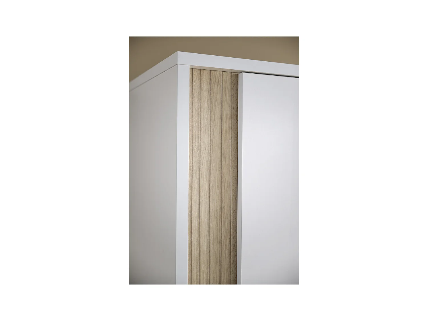 Armoire 1 porte détail imitation bois texturé et pieds bois PALOMA - Sauthon