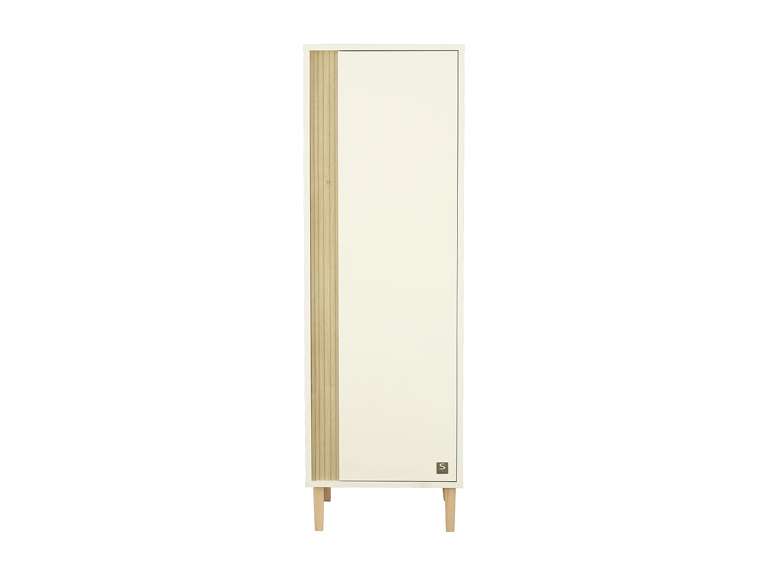 Armoire 1 porte détail imitation bois texturé et pieds bois PALOMA - Sauthon
