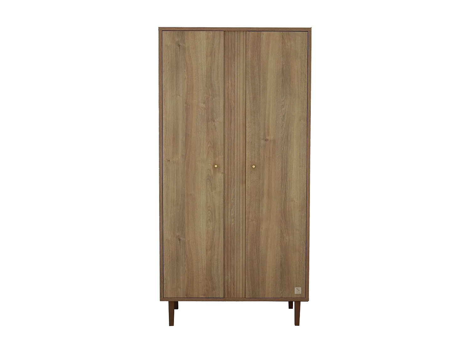 Armoire 2 portes avec détail imitation bois texturé et pieds bois MOKKA - Sauthon