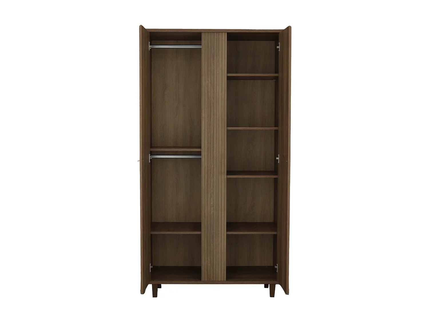 Armoire 2 portes avec détail imitation bois texturé et pieds bois MOKKA - Sauthon