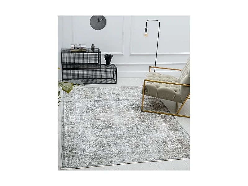 Tapis Zen classique lavable, Gris, 160 x 230 cm