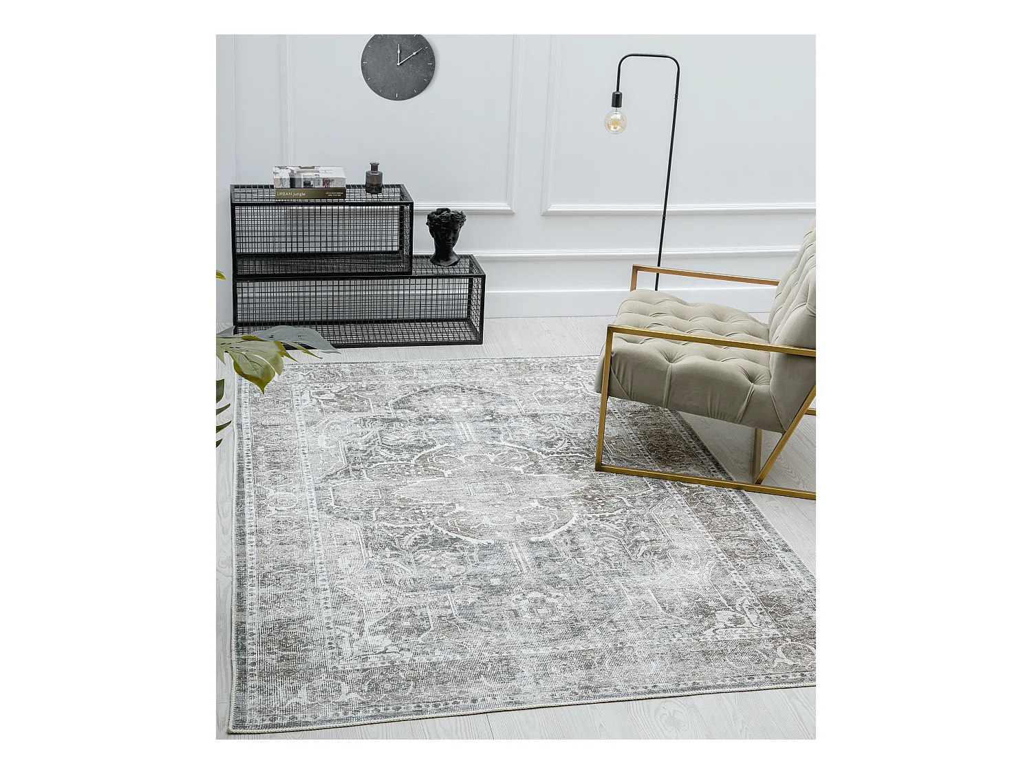 Tapis Zen classique lavable, Gris, 160 x 230 cm