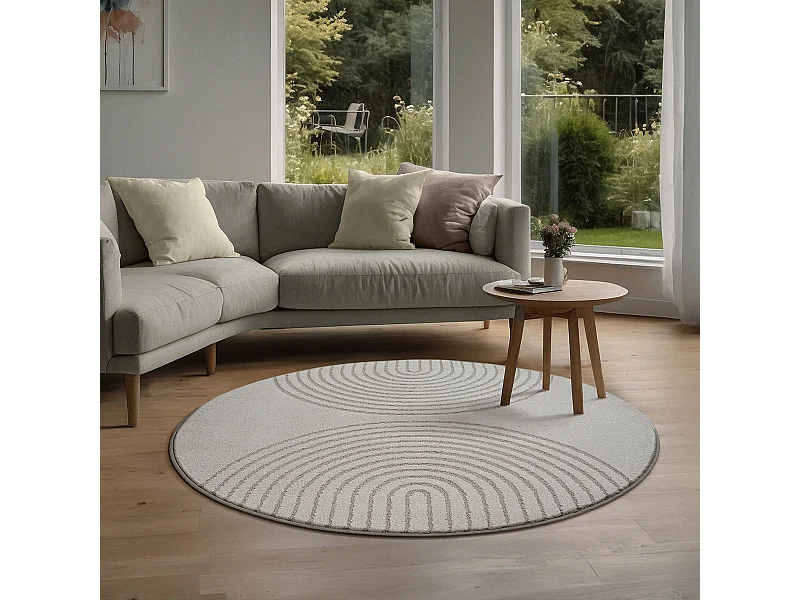 Teppich Elisa Geometrisches Design, Grau, 120 cm, rund