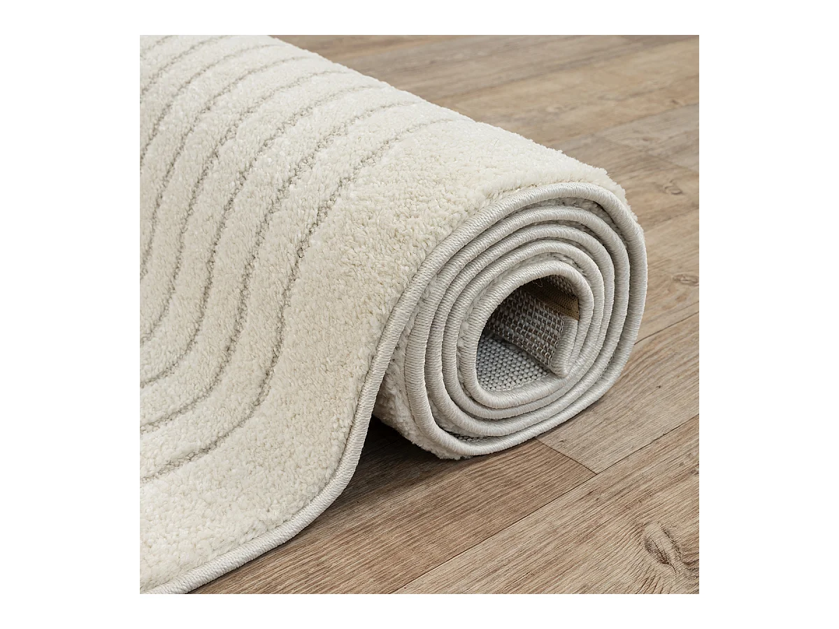 Tapis Elisa design géométrique, Crème, 120 cm, Rond