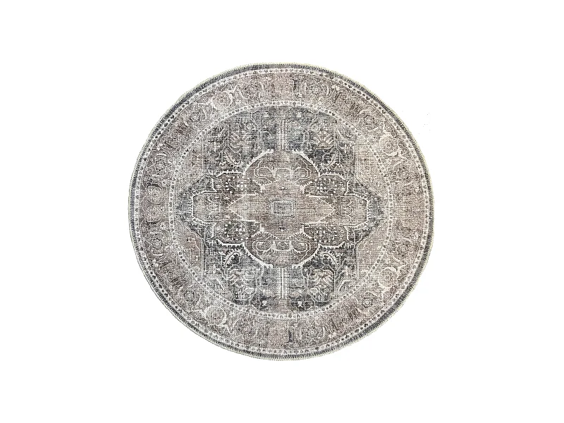 Teppich Zen Klassisch Waschbar, Grau, 120 cm, rund