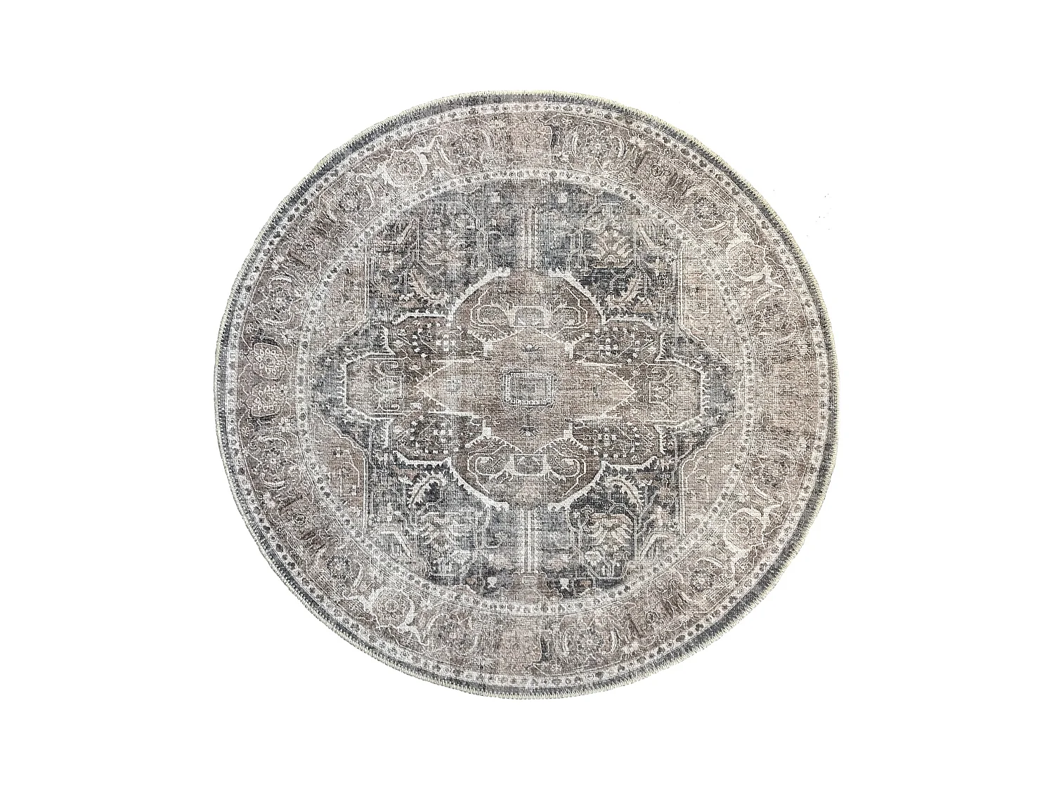 Tapis Zen classique lavable, Gris, 120 cm, Rond