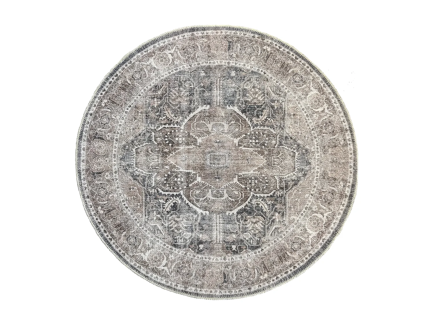 Tapis Zen classique lavable, Gris, 120 cm, Rond