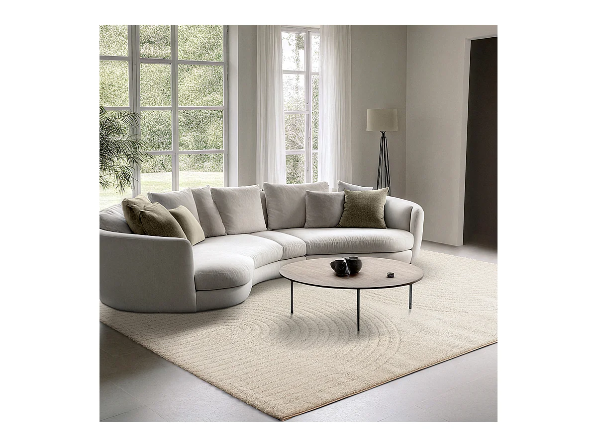 Tapis Elisa design géométrique, Crème, 80 x 150 cm