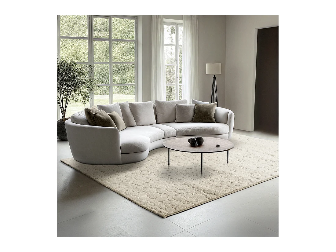 Tapis Elisa design pierres, Crème, 80 x 150 cm