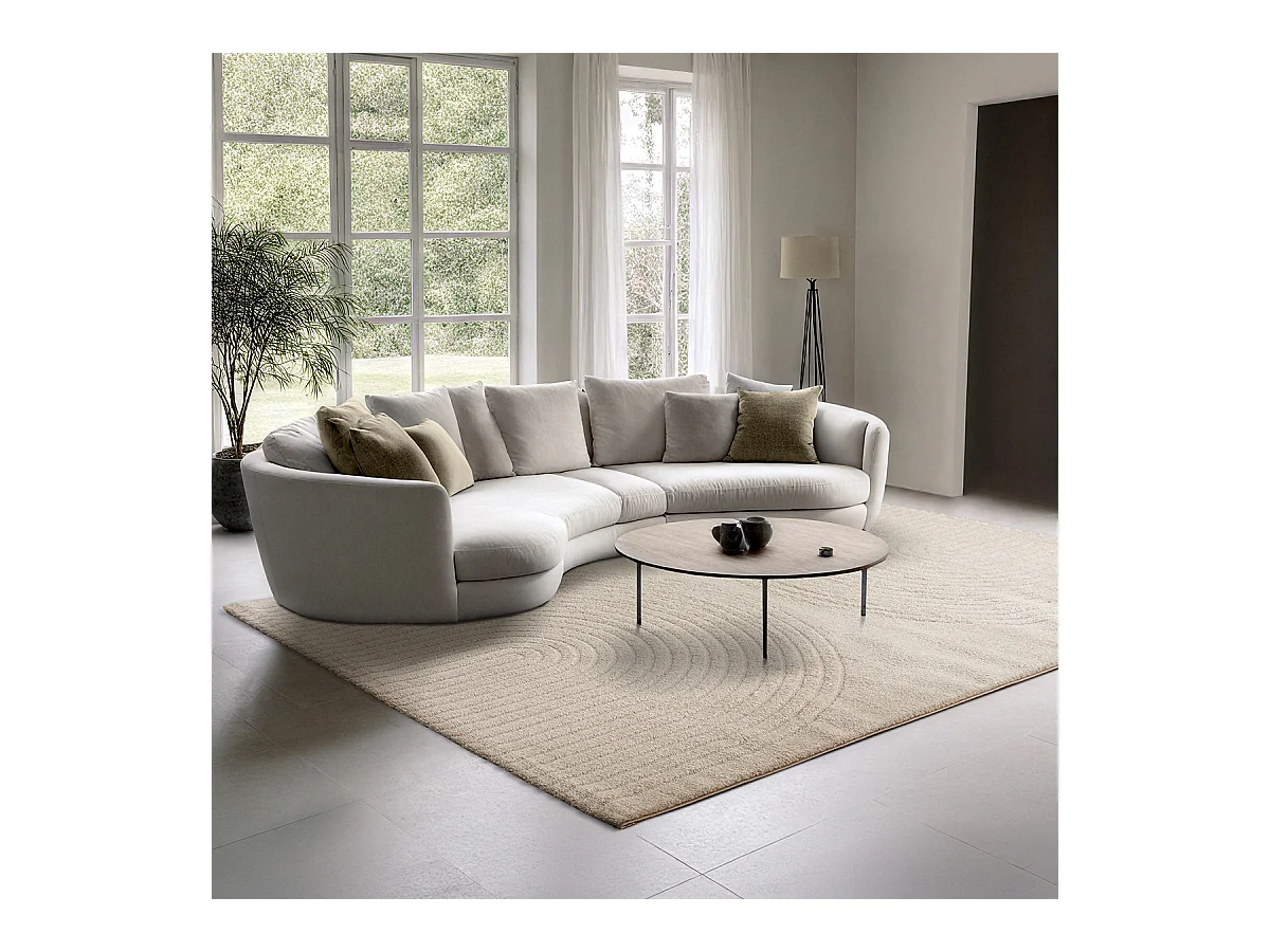 Tapis Elisa design géométrique, Beige, 140 x 200 cm