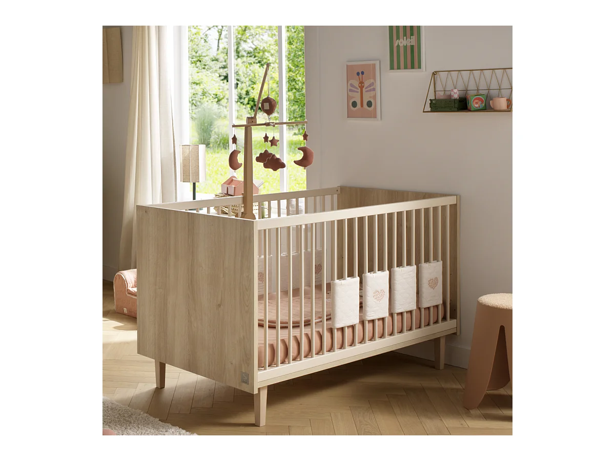 Lit évolutif 140x70 - Little Big bed sur pieds bois PALOMA - Sauthon