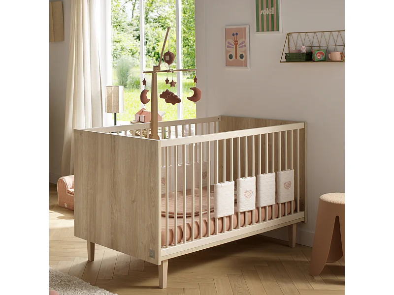 Lit évolutif 140x70 - Little Big bed sur pieds bois PALOMA - Sauthon