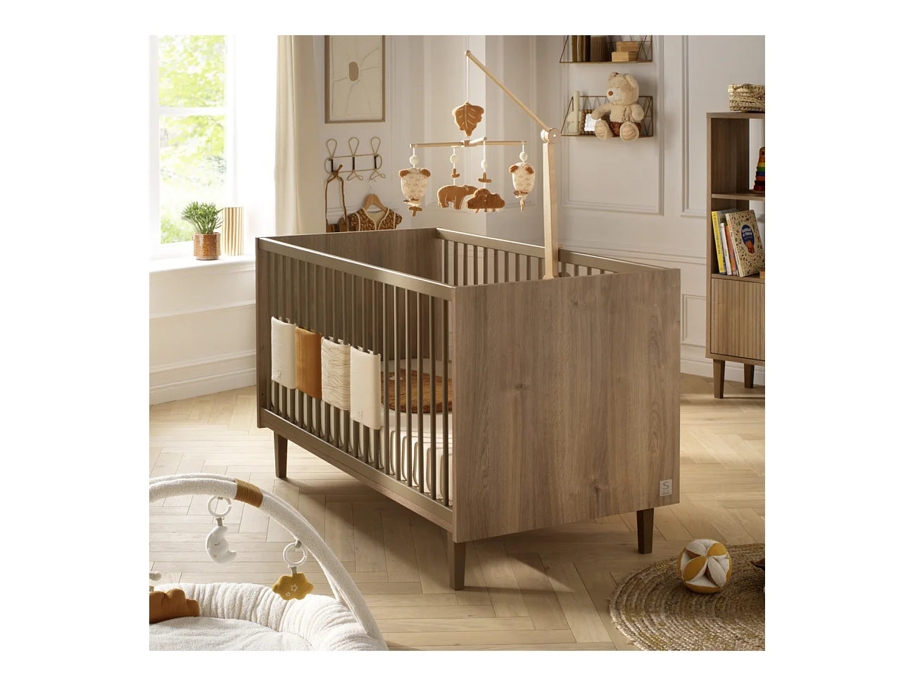 Ropa de cuna 140x70 - Little Big Bed decoración imitación madera