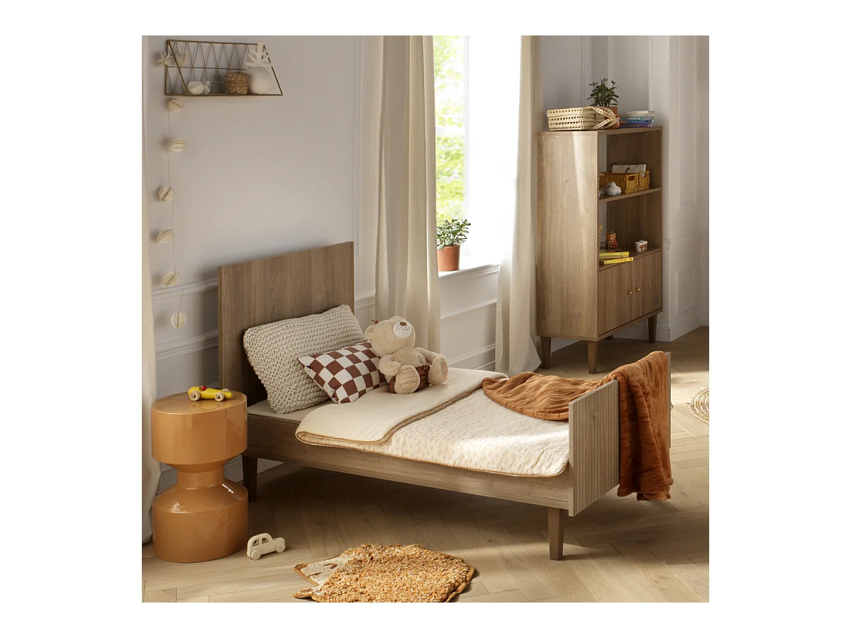 Ropa de cuna 140x70 - Little Big Bed decoración imitación madera