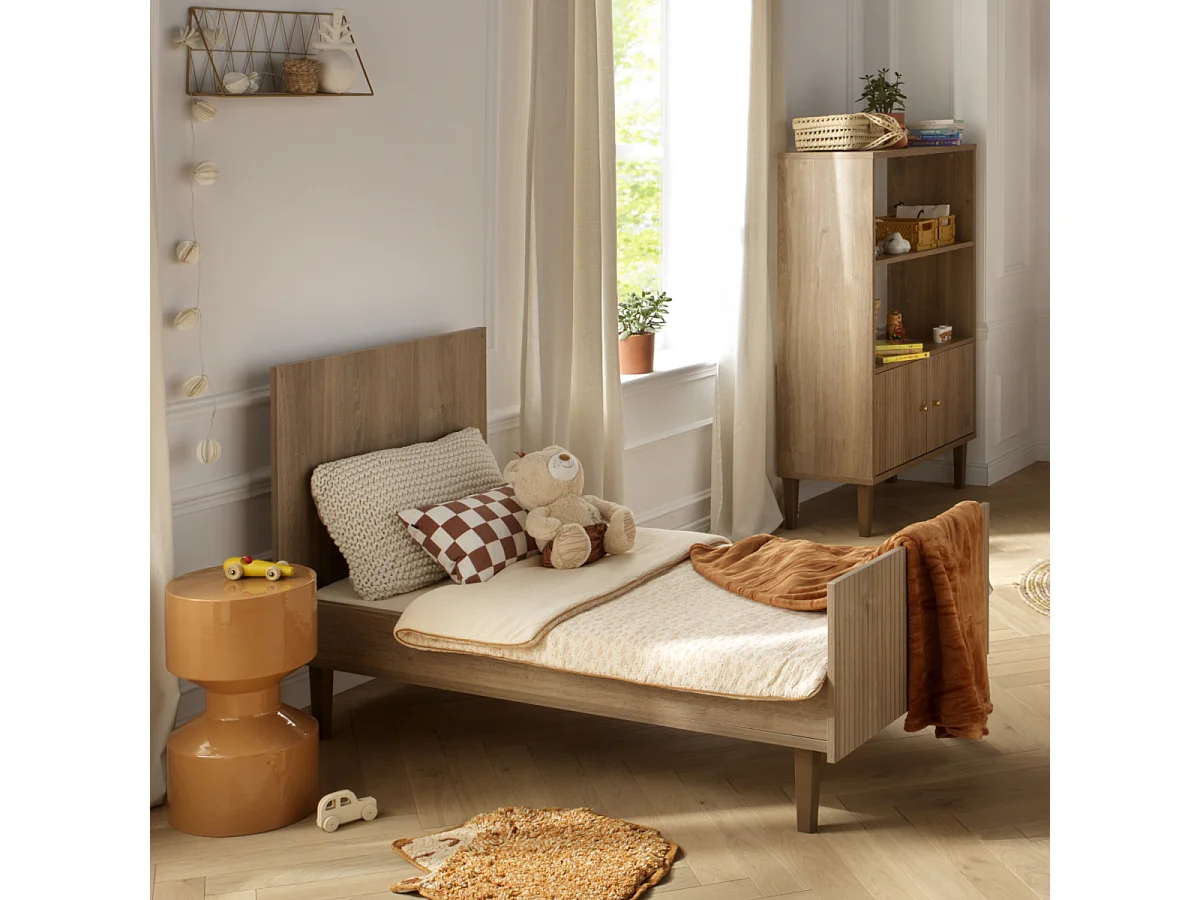 Lit évolutif 140x70 - Little Big Bed décor imitation bois MOKKA - Sauthon