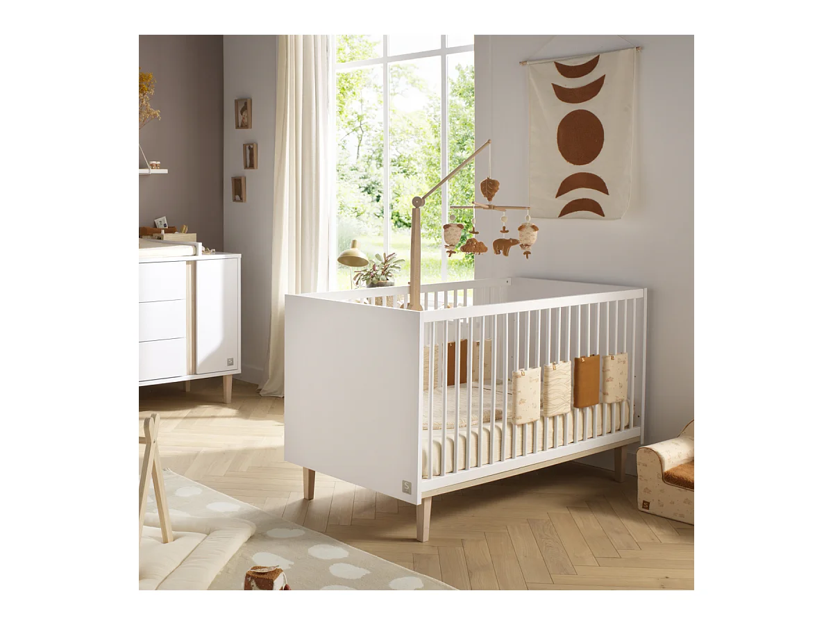 Lit évolutif 140x70 - Little Big bed sur pieds bois PALOMA - Sauthon