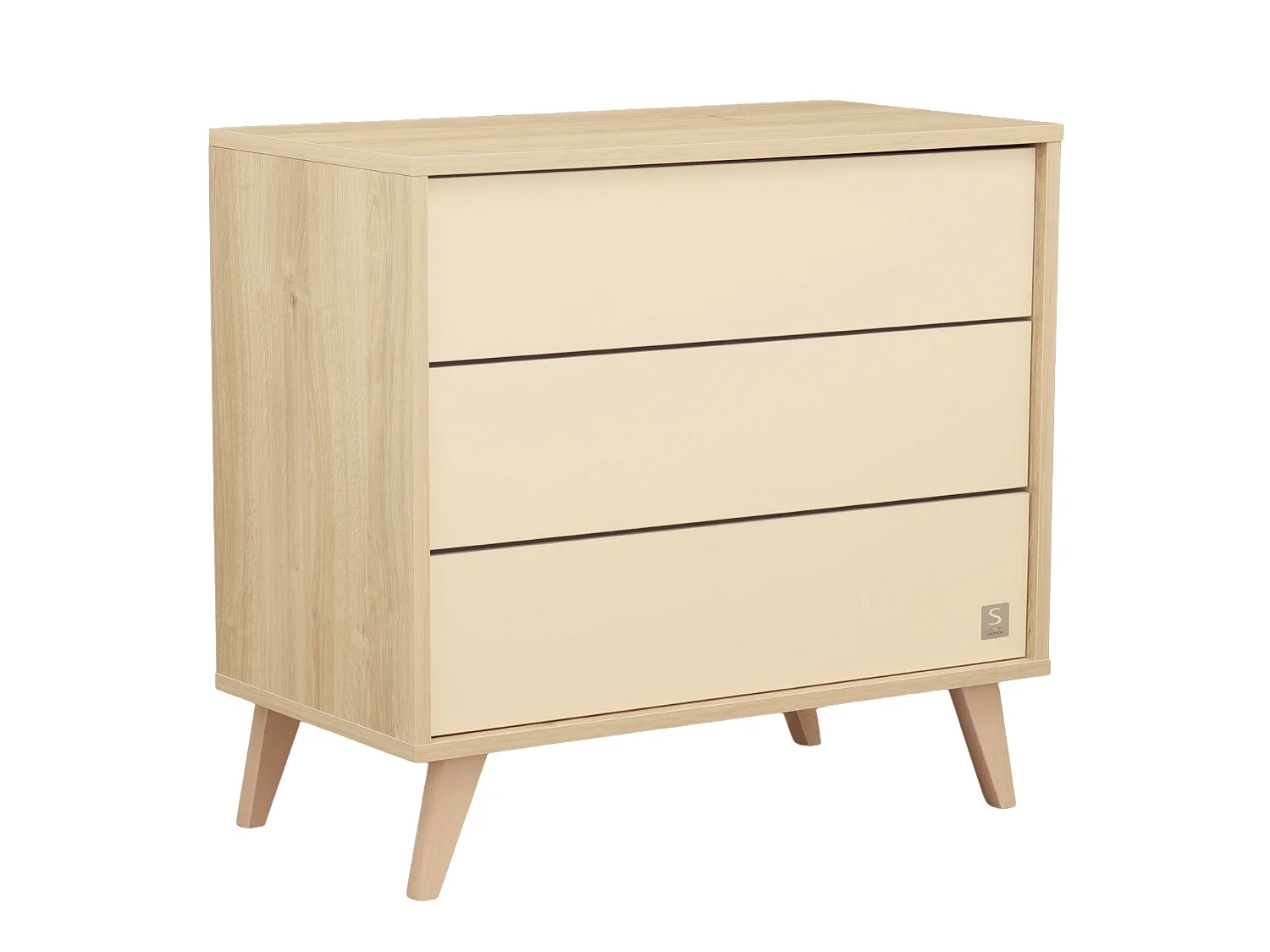 Chambre bébé évolutive Mélinée, Lit 140x70 évolutif et Commode à langer 3 tiroirs - Chêne sépia MELINEE - Sauthon