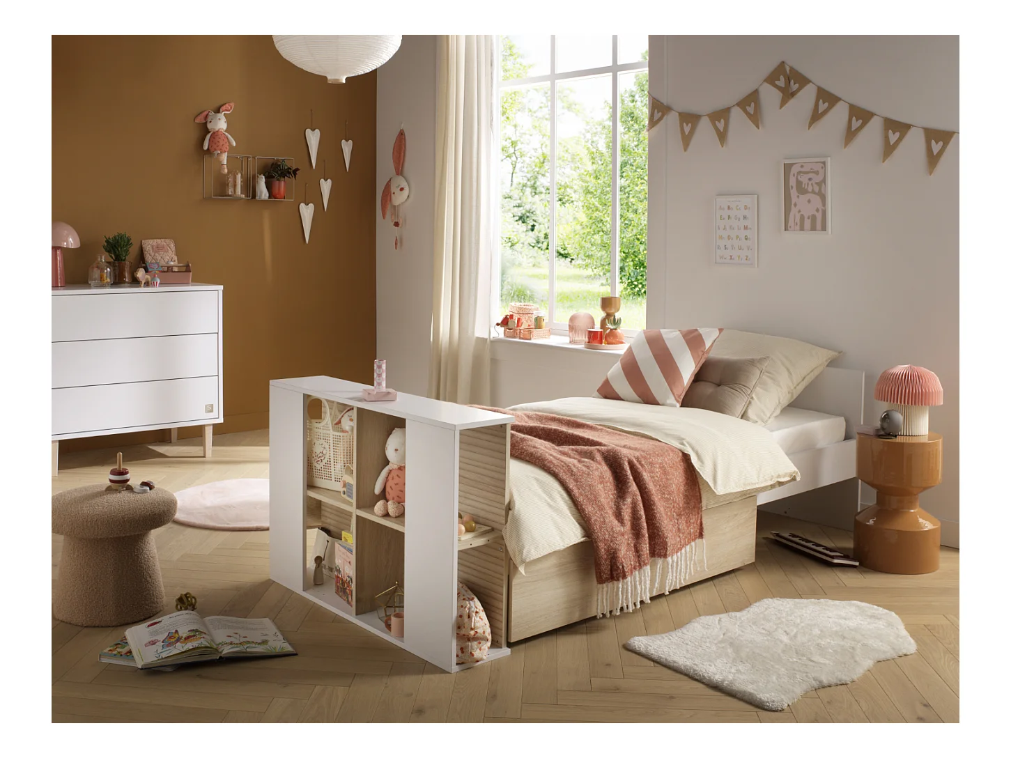 Chambre bébé évolutive Paloma, Lit 120x60 évolutif et Commode à langer 3 tiroirs - Chêne sépia PALOMA - Sauthon