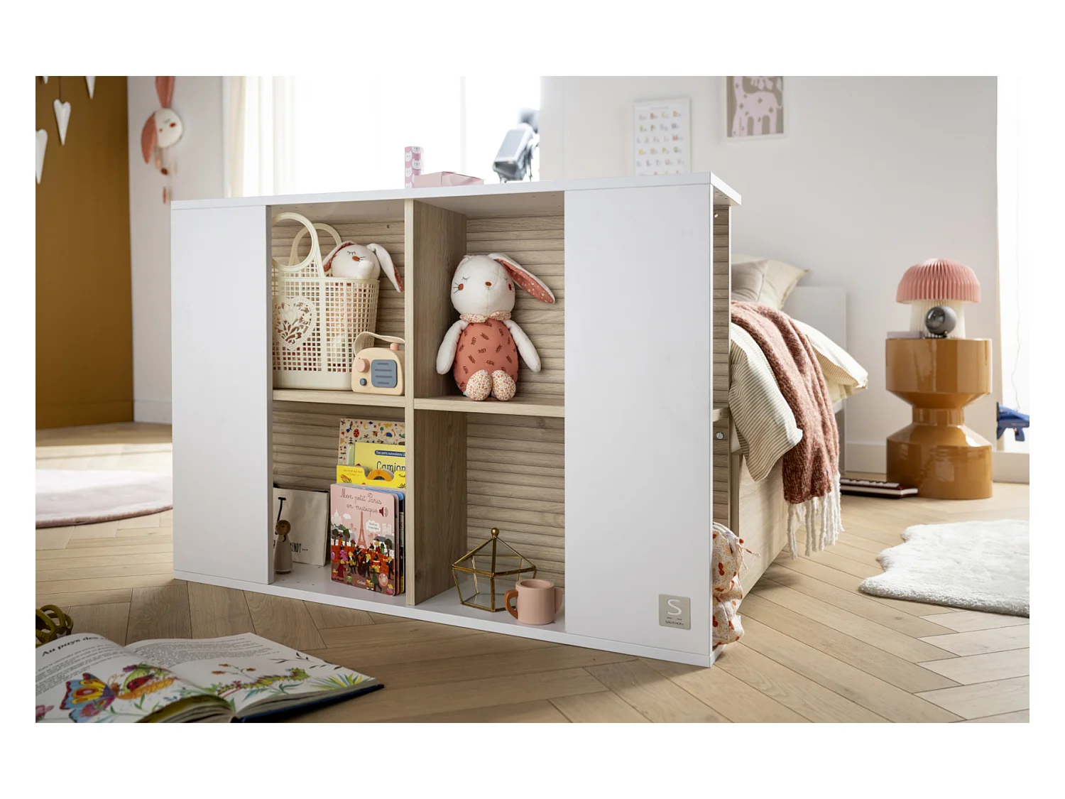 Chambre bébé évolutive Paloma, Lit 120x60 évolutif et Commode à langer 3 tiroirs - Chêne sépia PALOMA - Sauthon