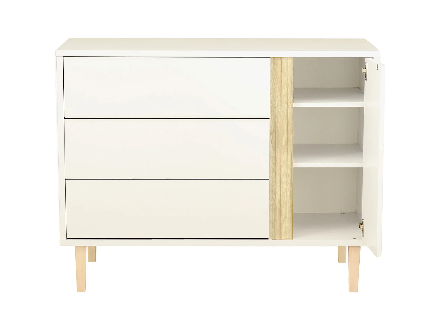 Chambre bébé évolutive Paloma, Lit 140x70 évolutif et Commode à langer 3 tiroirs et 1 porte - Chêne sépia PALOMA - Sauthon