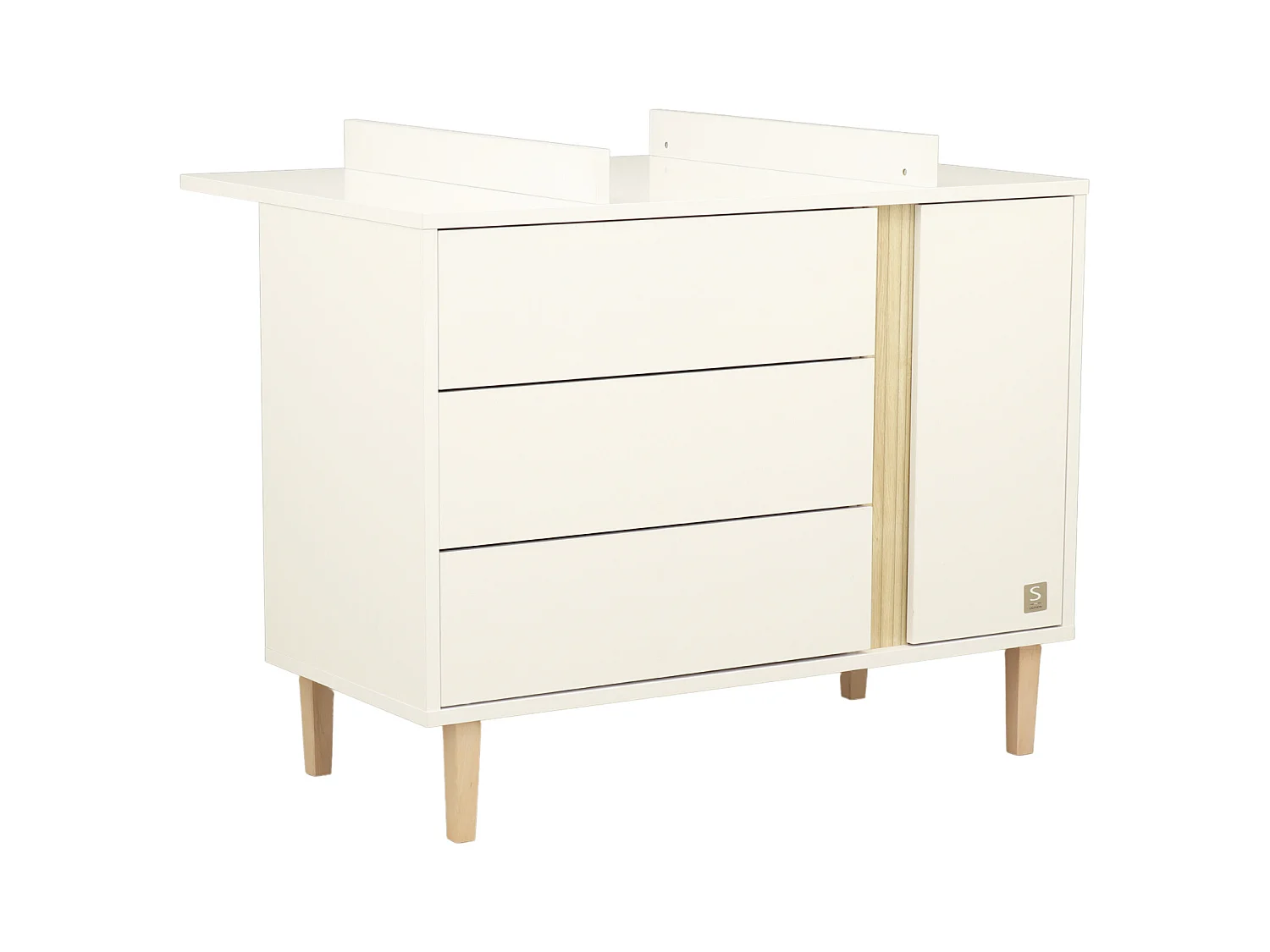 Chambre bébé évolutive Paloma, Lit 140x70 évolutif et Commode à langer 3 tiroirs et 1 porte - Chêne sépia PALOMA - Sauthon