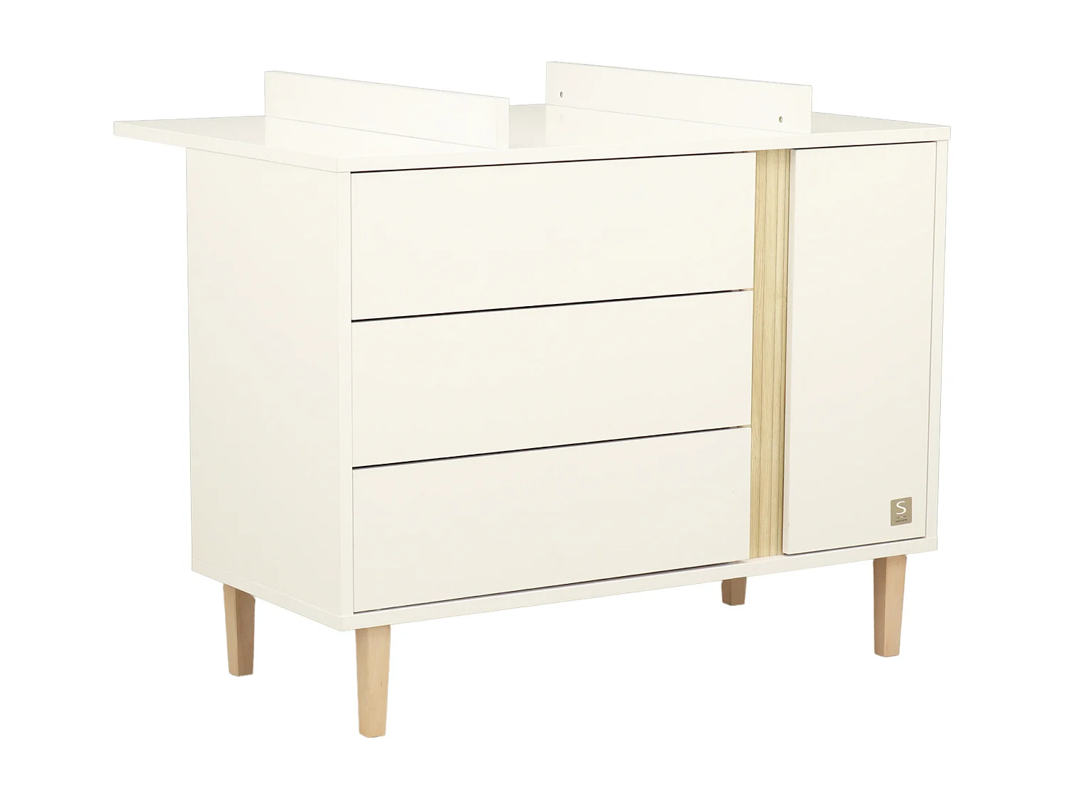 Chambre bébé évolutive Paloma, Lit 140x70 évolutif et Commode à langer 3 tiroirs et 1 porte - Chêne sépia PALOMA - Sauthon