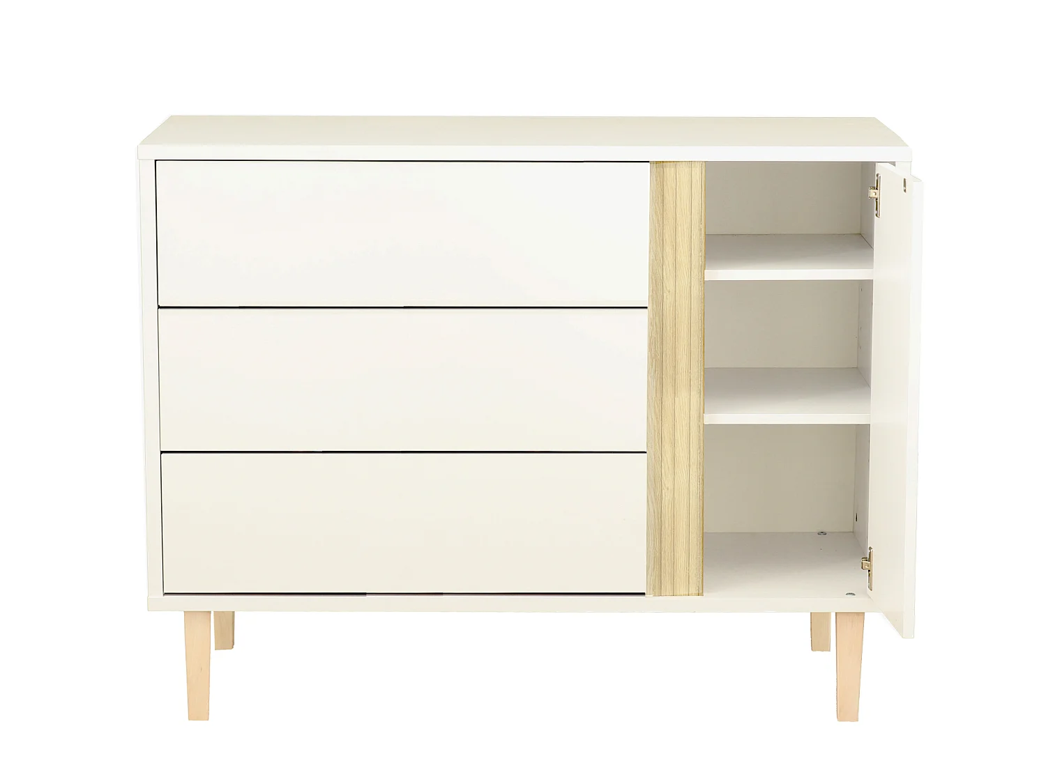 Chambre bébé évolutive Paloma, Lit 140x70 évolutif et Commode à langer 3 tiroirs et 1 porte - Chêne sépia PALOMA - Sauthon
