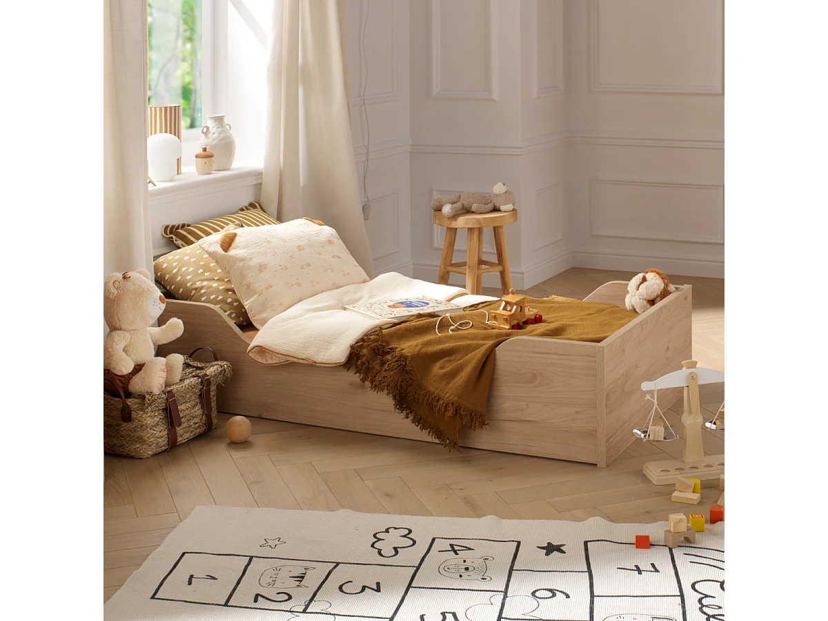 Chambre bébé évolutive Tokyo, Lit 140x70 évolutif et Commode à langer claustra - Chêne suave TOKYO - Sauthon