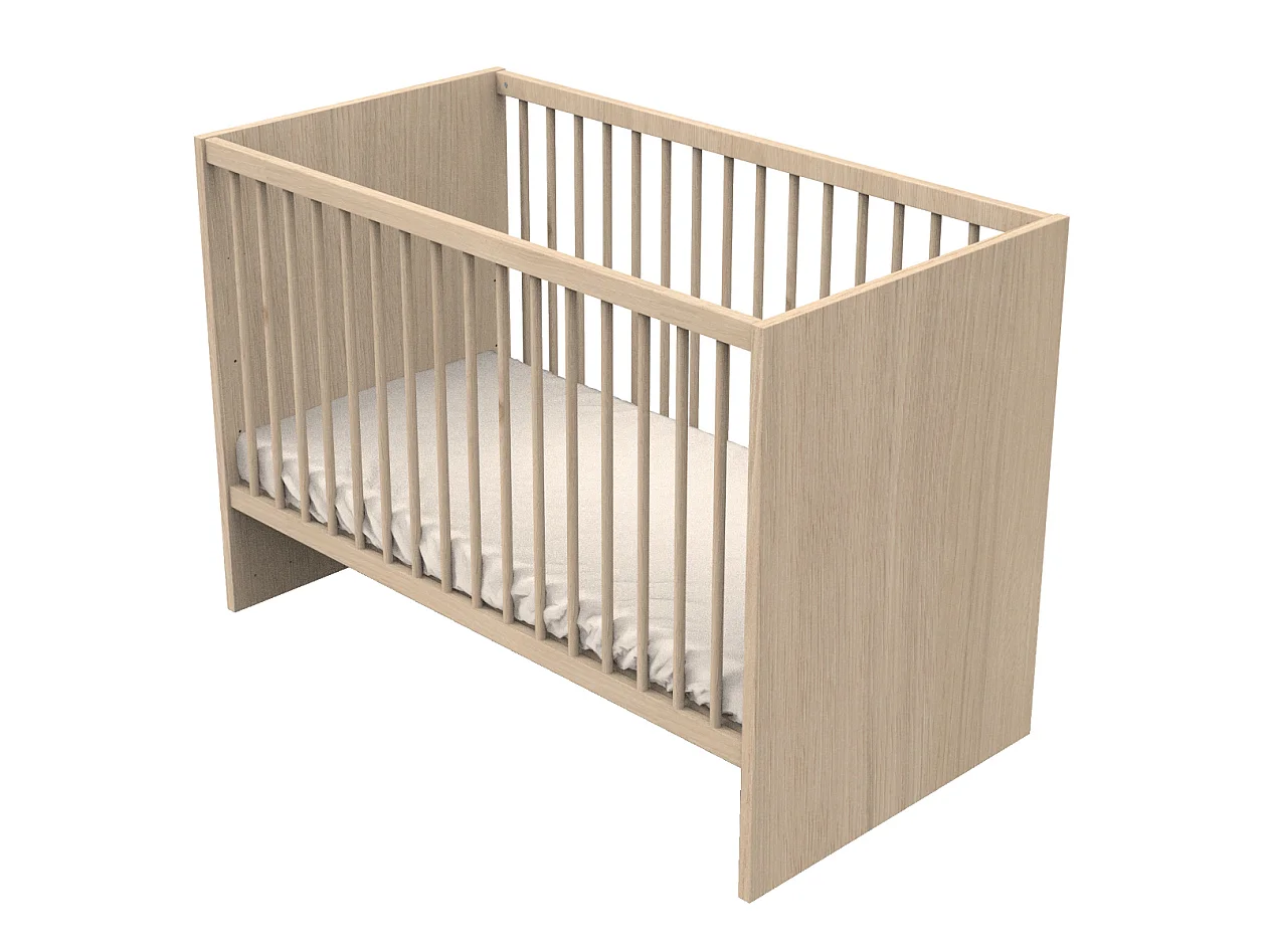 Chambre bébé complète Tokyo, Lit 120x60 et Commode à langer claustra - Chêne suave TOKYO - Sauthon