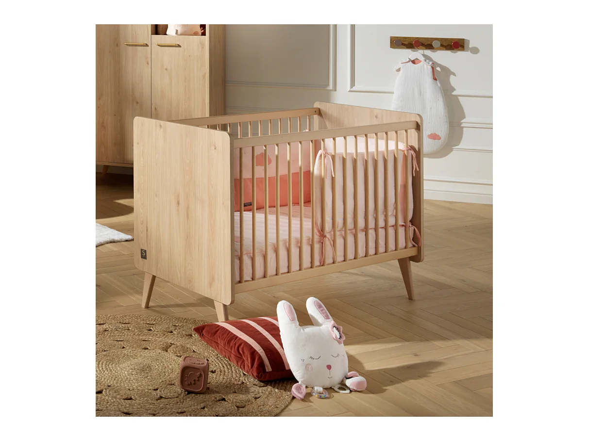 Chambre bébé complète Arty, Lit 120x60 et Commode à langer - Chêne suave ARTY - Sauthon