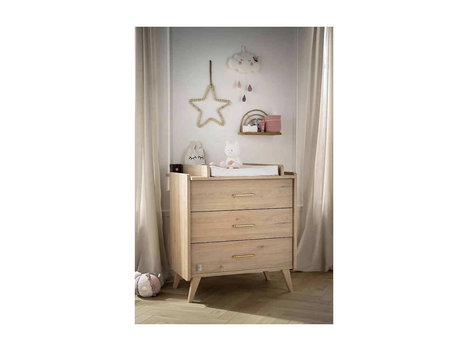 Chambre bébé complète Arty, Lit 120x60 et Commode à langer - Chêne suave ARTY - Sauthon