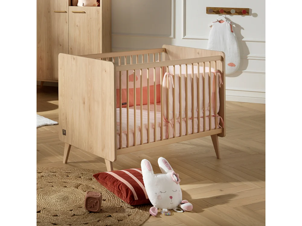 Guardería Arty completa, cama de 120x60cm y cómoda - Chêne suave