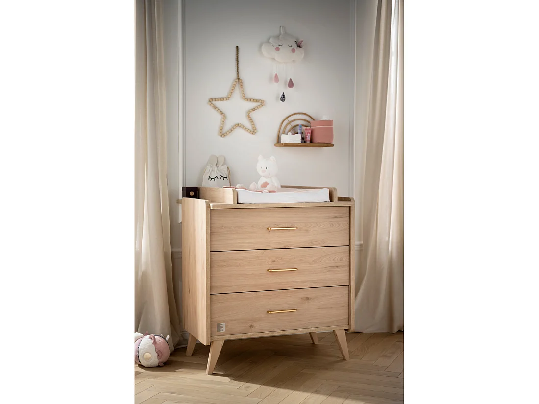 Chambre bébé complète Arty, Lit 120x60 et Commode à langer - Chêne suave ARTY - Sauthon